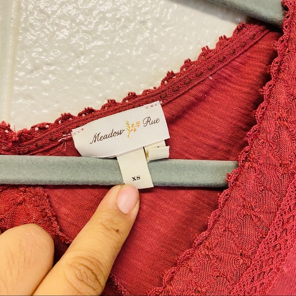 Anthro Meadow Rue Lace Patch Work T Shirt Blouse - Picture 9 of 13